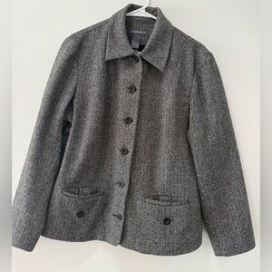 Liz Claiborne Gray/Black Tweed Button-Front Jacket Size 14W